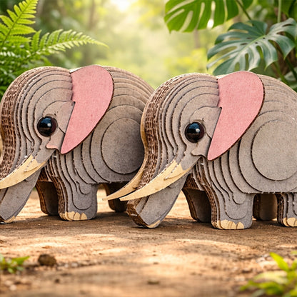 Pair of elephants DIY corrugated cardboard craft kit, photo 4
