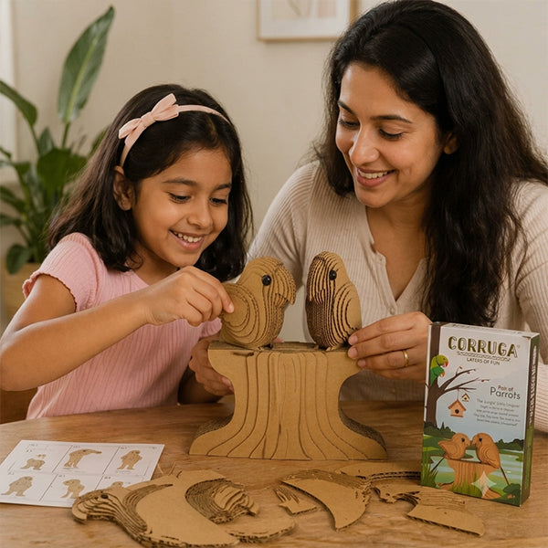 Pair of parrots DIY corrugated cardboard craft kit, photo 5