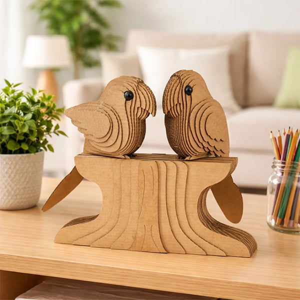 Pair of parrots DIY corrugated cardboard craft kit, photo 1