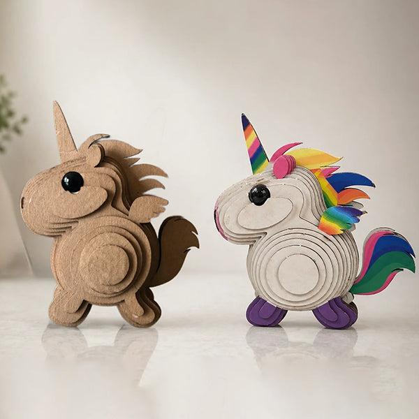 Pair of unicorns DIY corrugated cardboard craft kit, photo 3